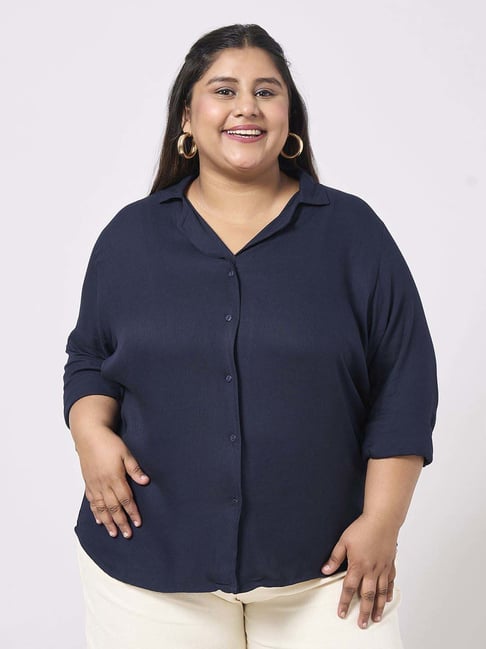 Style Quotient Navy Regular Fit Plus Size Shirt-picture-31