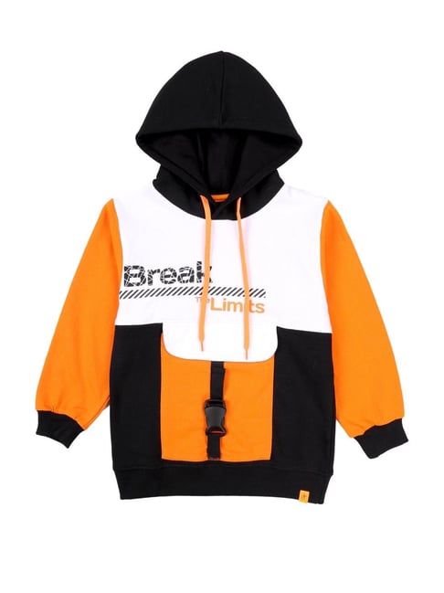 Kiddopanti Kids White & Orange Printed Sweatshirt-picture-26