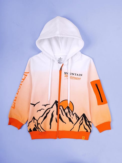 Kiddopanti Kids White & Orange Printed Sweatshirt-picture-25