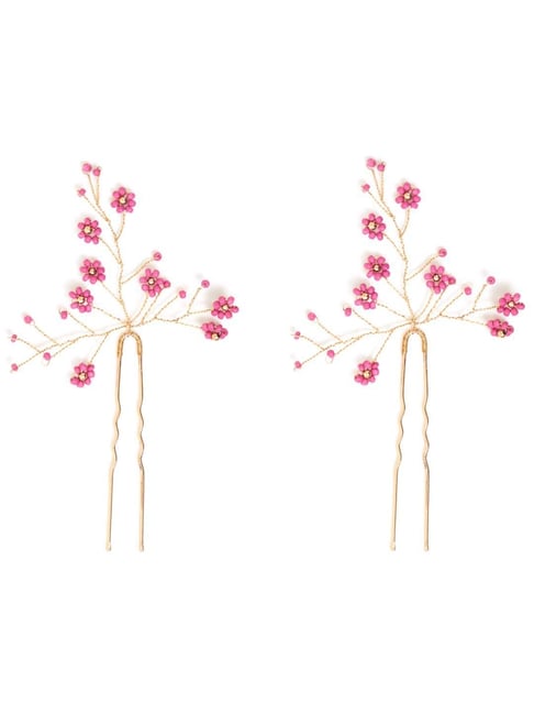 Accessorize London Pink Embellished Flower Hair Pins - Pack of 2-picture-27