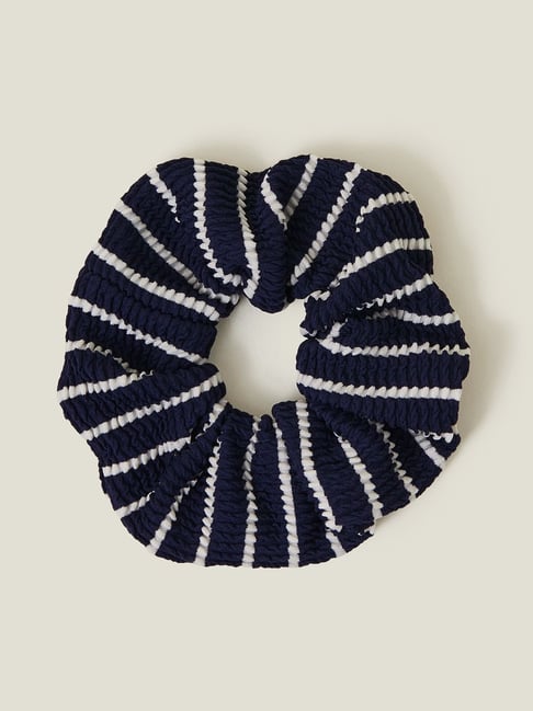 Accessorize London Navy Striped Hair Scrunchie-picture-44