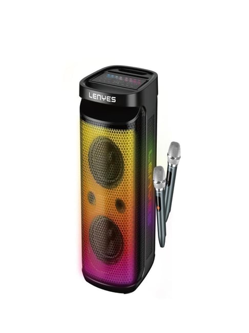 Lenyes S882 Wireless Bluetooth Party Speaker with 2 Wireless Mics - Black
