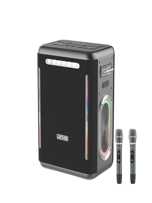 Lenyes S837 300W Portable Karaoke Party Speaker with Dual Wireless Uhf Mics - Black