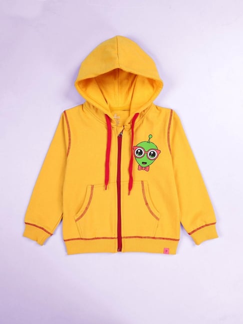 Kiddopanti Kids Yellow Printed Sweatshirt-picture-27