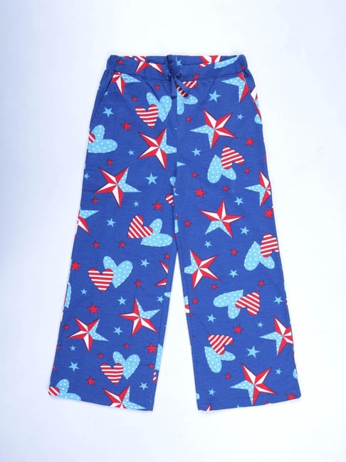 Kiddopanti Kids Royal Blue Cotton Printed Pyjamas-picture-27