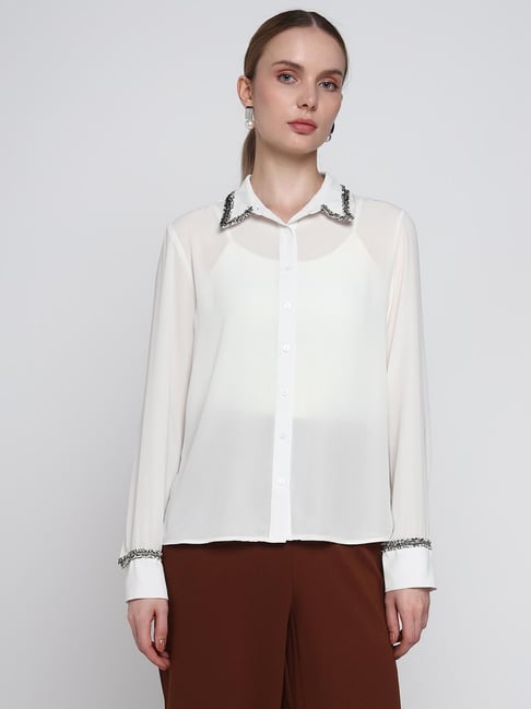 Cover Story White Polyester Solid Regular Fit Shirt-picture-37