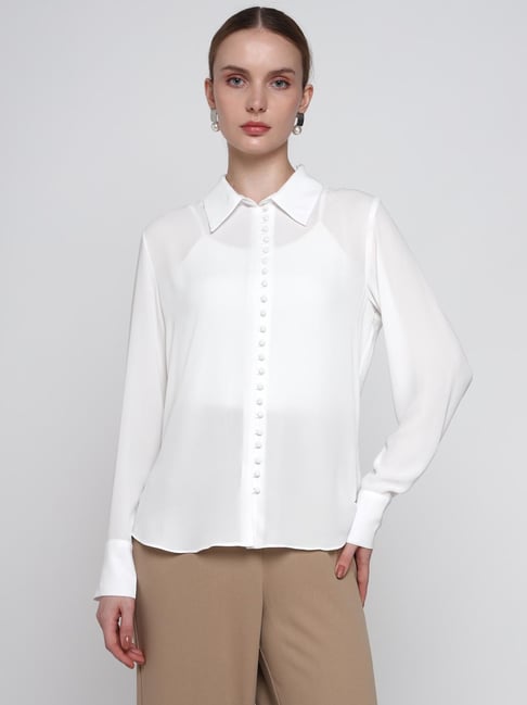 Cover Story White Polyester Solid Regular Fit Shirt-picture-39