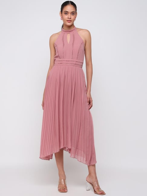 Cover Story Pink Georgette Embroidered Flared Fit A-Line Dress-picture-44