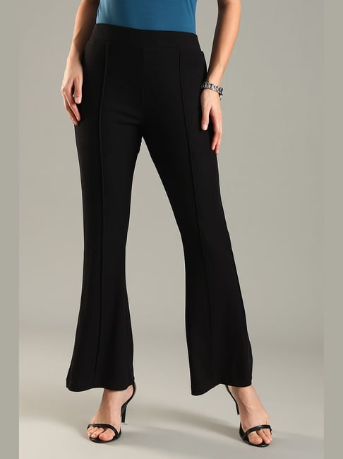 Domin8 Black Flared Fit Stretch Pants