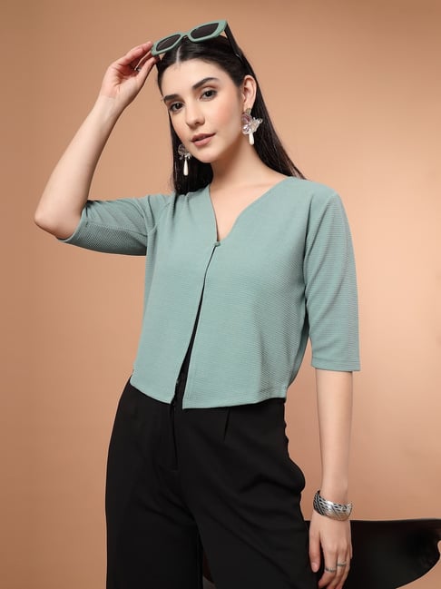 Style Quotient Green Polyester Solid Regular Fit Shrug-picture-13