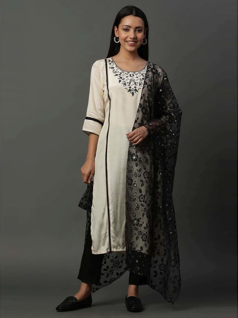 Aurelia Black Floral Print Dupatta-picture-19