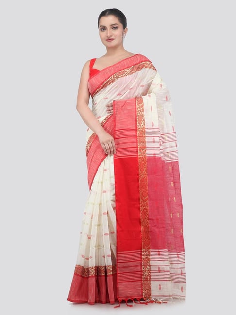 Pinkloom White Silk Printed Saree With Blouse Piece-picture-36