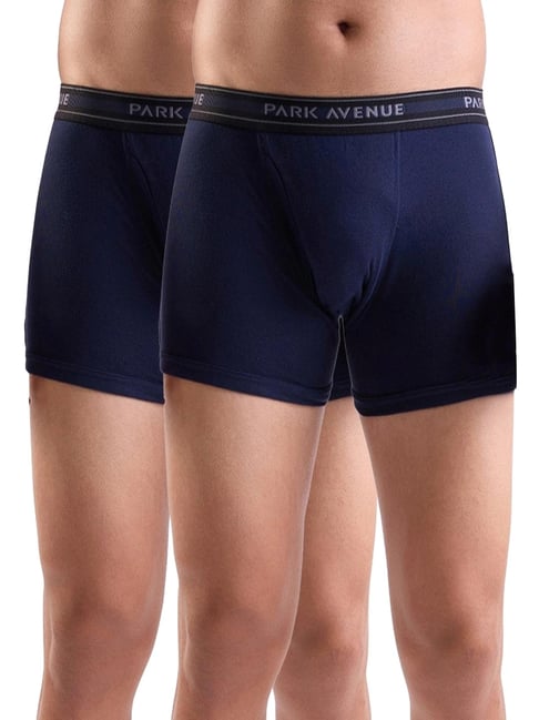 Park Avenue Dark Blue Pure Cotton Regular Fit Boxers - Pack Of 2
