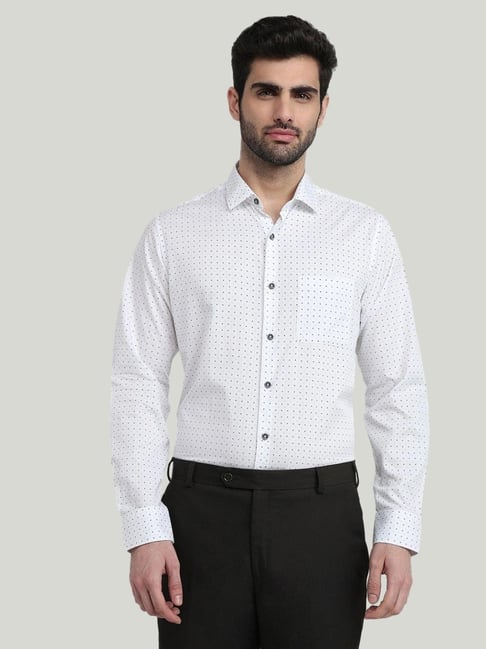 Raymond White Pure Cotton Slim Fit Printed Shirt-picture-40