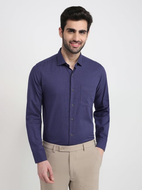 Raymond Blue Pure Cotton Regular Fit Printed Shirt-picture-12