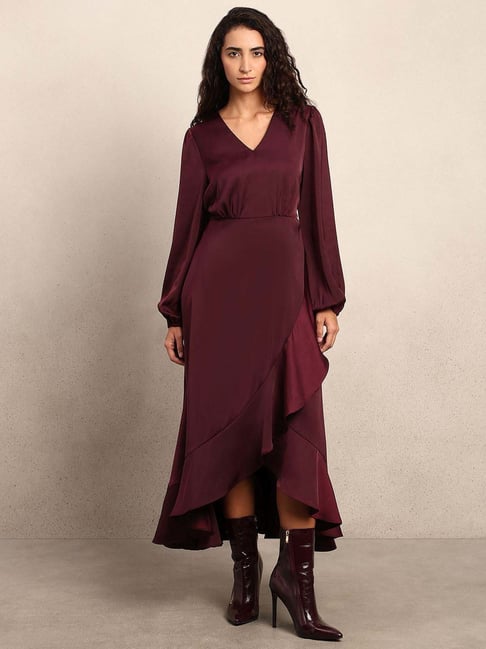 Vero Moda Maroon Flared Fit Dress