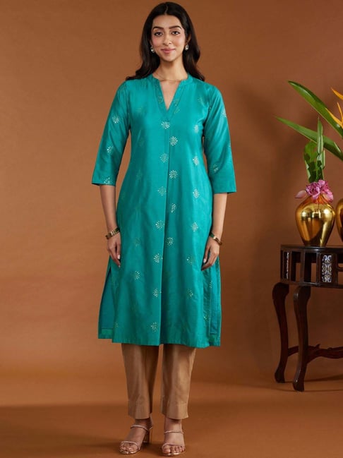 Daali Blue Regular Fit Embroidered Kurta-picture-22