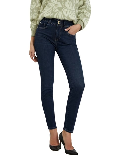 Guess Women's Blue Cotton Solid Skinny Fit Jeans-picture-41