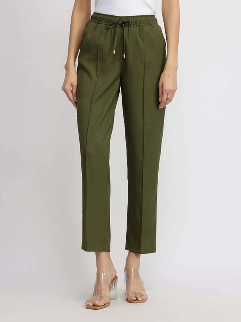 Fablestreet Olive Straight Fit Trousers-picture-37