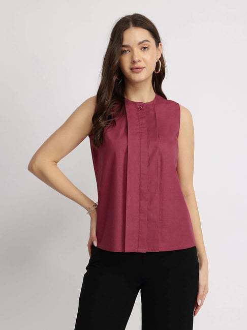 Fablestreet Red Cotton Regular Fit Top-picture-31