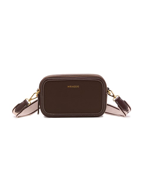 Miraggio Brown Remy Textured Medium Leather Cross Body Bag