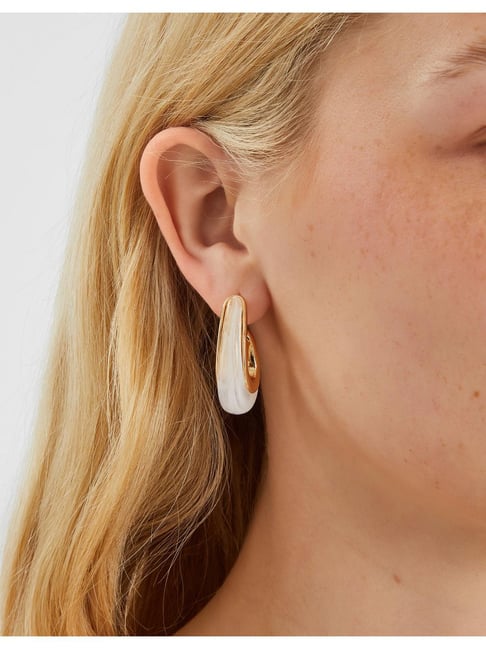 Accessorize London White Golden Earrings for Women