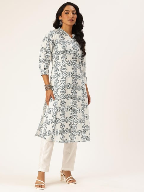 AMUKTI Beige Ethnic Motifs Printed A Line Kurta-picture-23