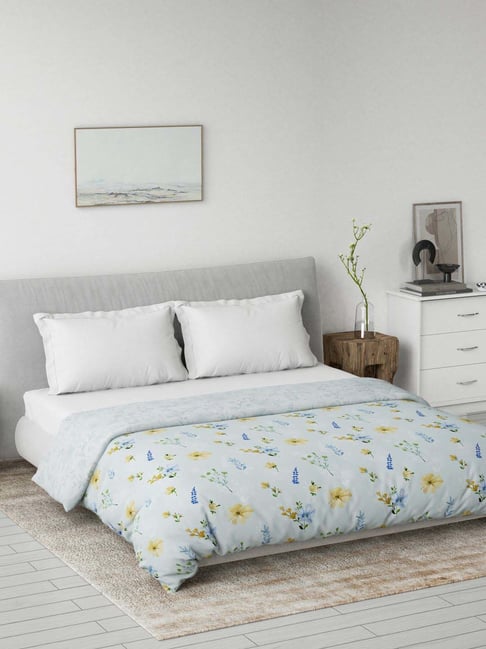 DDecor Blue Cotton 145TC Floral Print Reversible Dohar-picture-22