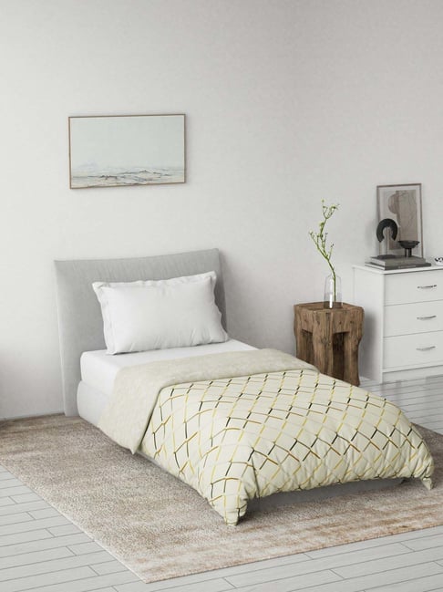 DDecor Yellow Cotton 145TC Printed Reversible Dohar