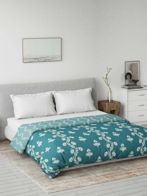 DDecor Blue Cotton 145TC Floral Print Reversible Dohar-picture-17