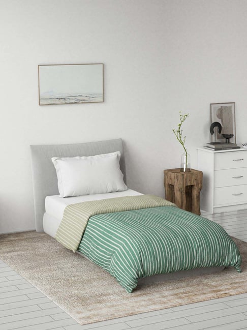 DDecor Green Cotton 145TC Stripes Reversible Dohar