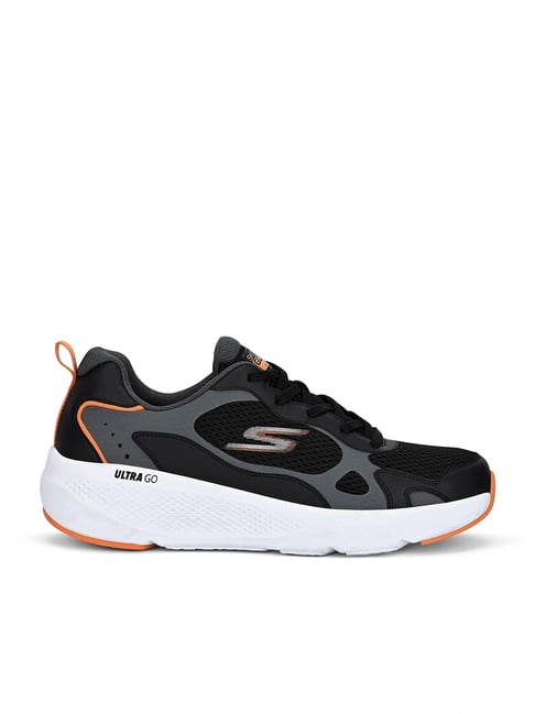 Skechers Men Go Run Charcoal Black Elevate Lace Up Running Shoes