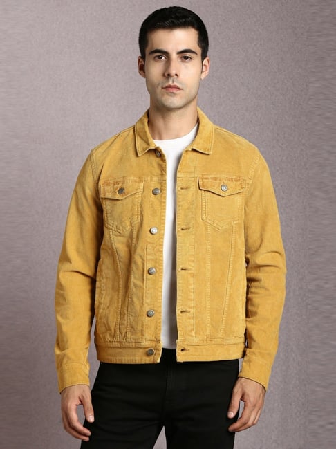 Louis Philippe Yellow Cotton Slim Fit Denim Jacket