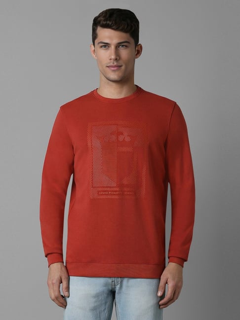 Louis Philippe Red Cotton Regular Fit Printed Sweatshirt-picture-22