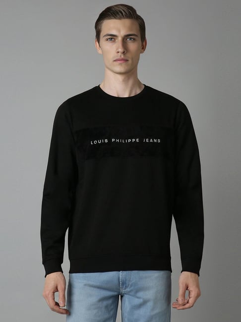 Louis Philippe Black Cotton Regular Fit Printed Sweatshirt-picture-32