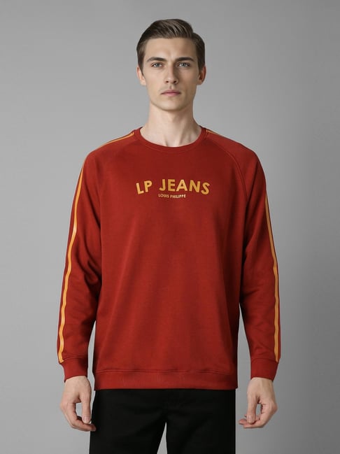 Louis Philippe Red Cotton Regular Fit Printed Sweatshirt-picture-24