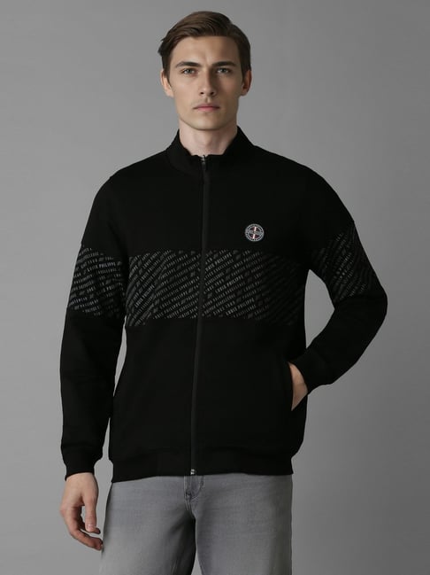 Louis Philippe Black Cotton Regular Fit Printed Sweatshirt-picture-30