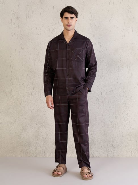 Sweet Dreams Brown Cotton Striped Pyjama Set-picture-40