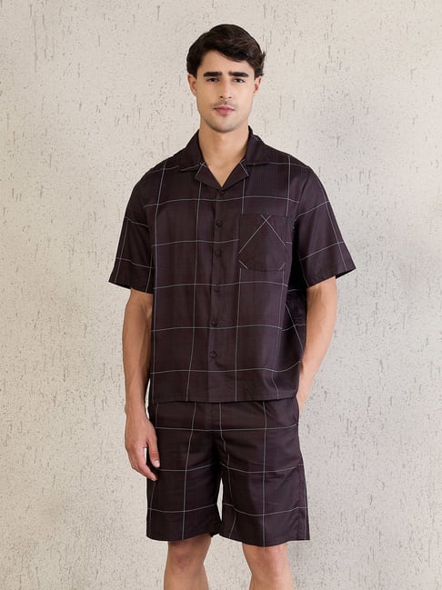 Sweet Dreams Brown Cotton Geometric Shorts Set-picture-39