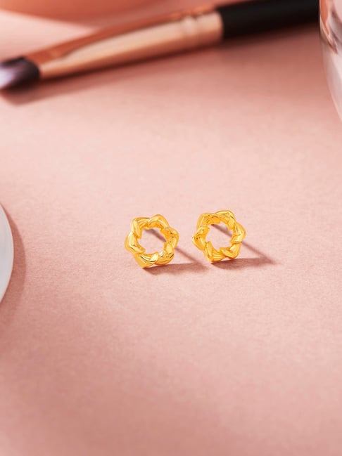 litestyle by png P.N.Gadgil Jewellers 18K Geo Floret Stud Gold Earring for Kids-picture-16