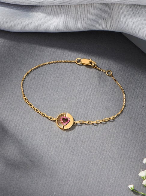 P.N.Gadgil Jewellers 18K Royal Heart Link Gold Bracelets for Women