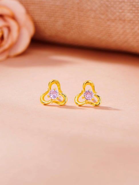 P.N.Gadgil Jewellers 18K Petal Trine Stud Gold Earring for Kids