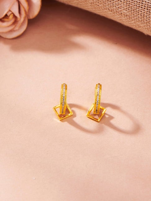 P.N.Gadgil Jewellers 18K Golden Axis Hoop & Huggie Gold Earring for Kids-image-32