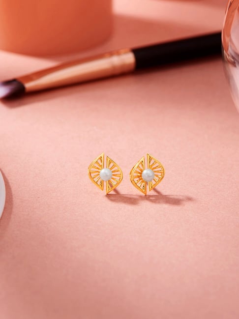 litestyle by png P.N.Gadgil Jewellers 18K Solar Glow Pearl Stud Gold Earring for Kids-picture-35