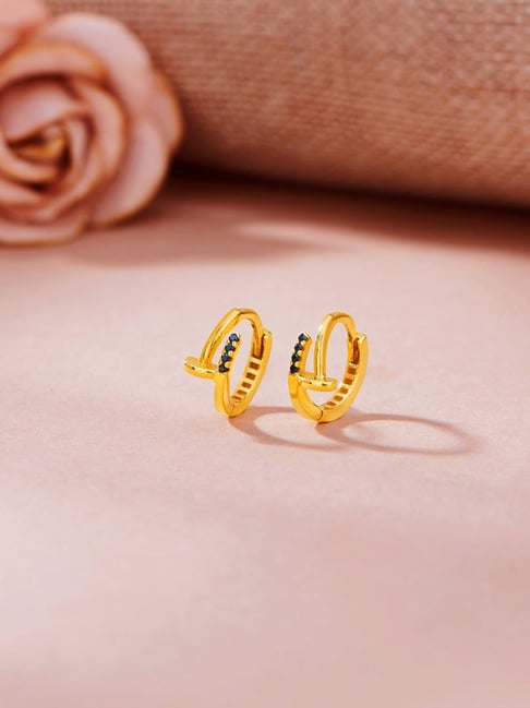 Jewellers 18K Golden Shadow Hoop Huggie Gold Earring for Kids