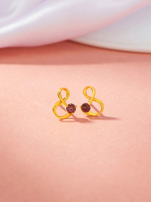 P.N.Gadgil Jewellers 18K Eternal Garnet Hoop & Huggie Gold Earring for Kids-image-31