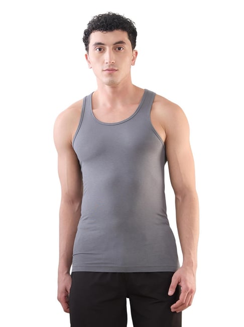 Park Avenue Dark Grey Bamboo Spandex Slim Fit Vest
