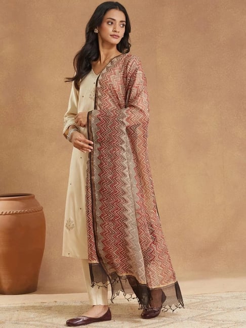 Fabindia Black Printed Dupatta-picture-30