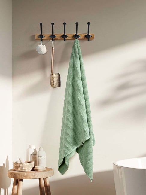Haus & Kinder Beige & Sage Green Cotton Bath Towel Pack of 2