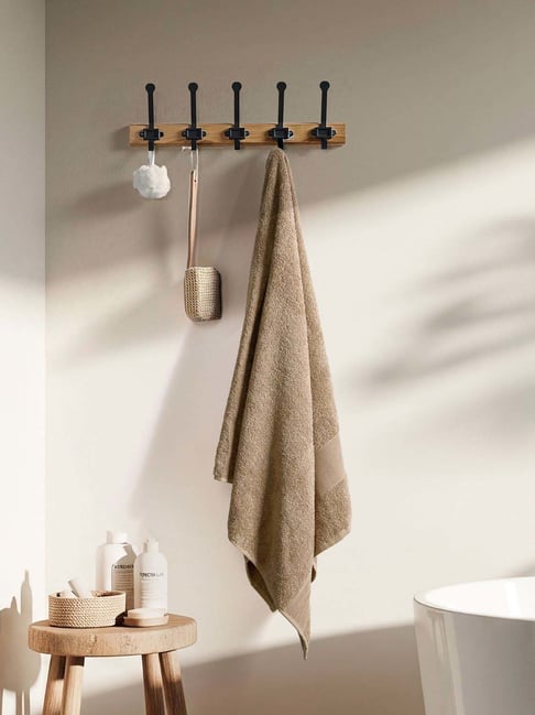 Haus & Kinder Coastal Blue & Taupe Cotton Bath Towel Pack of 2